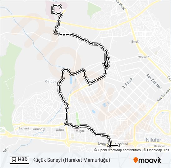 H3D otobüs Hattı Haritası