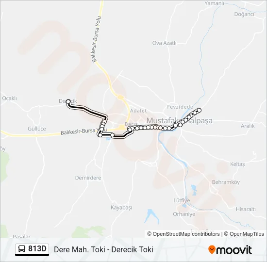 813D Bus Line Map