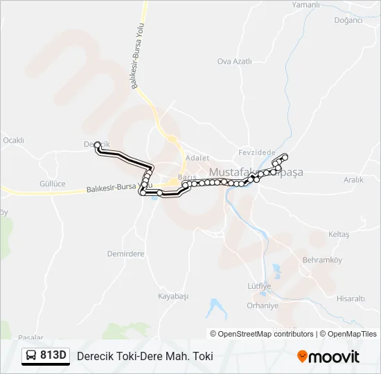 813D Bus Line Map