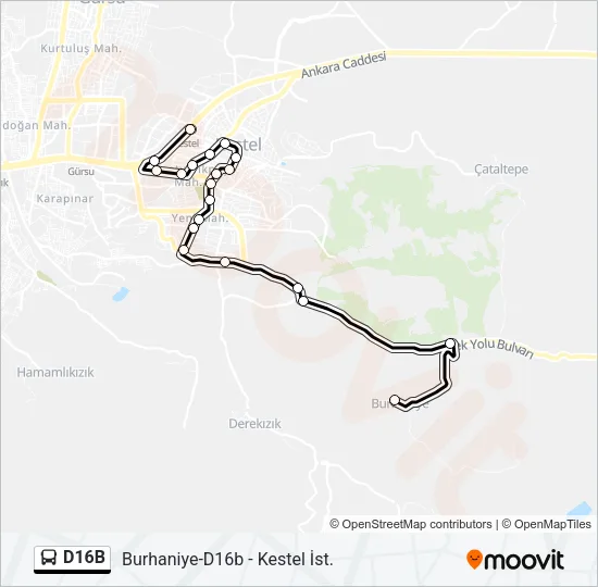 D16B Bus Line Map