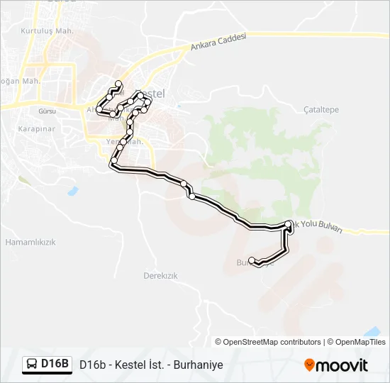 D16B Bus Line Map