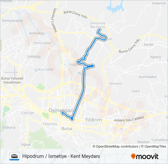 HIPODRUM / İSMETIYE - KENT MEYDANI Cable Car Line Map