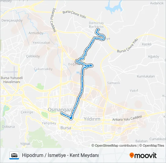 HIPODRUM / İSMETIYE - KENT MEYDANI Cable Car Line Map