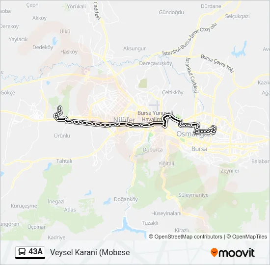 43A Bus Line Map