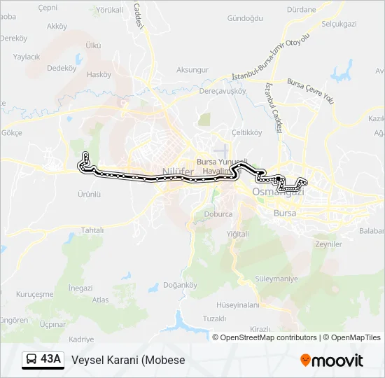 43A Bus Line Map