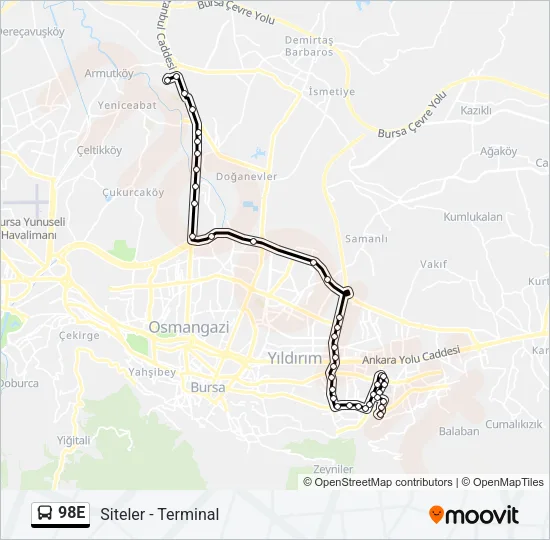98E Bus Line Map