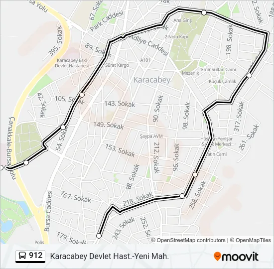 912 Bus Line Map