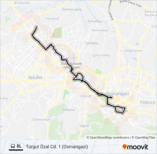 8L otobüs Hattı Haritası
