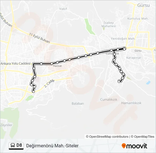 D8 Bus Line Map