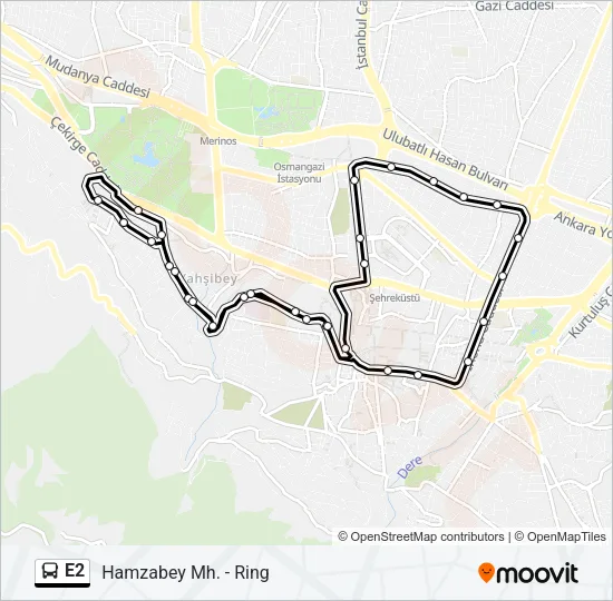 E2 Bus Line Map