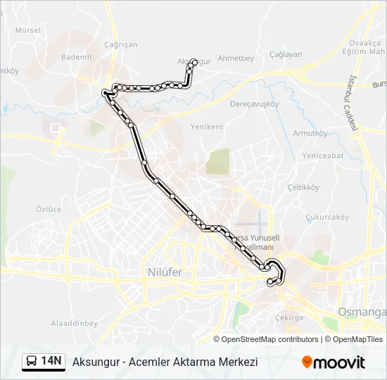 14N Bus Line Map