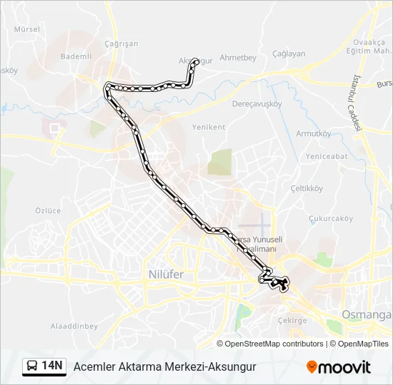14N Bus Line Map