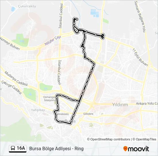 16A Bus Line Map