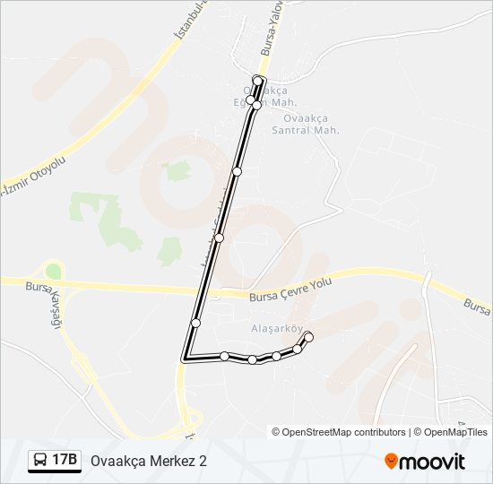 17B otobüs Hattı Haritası