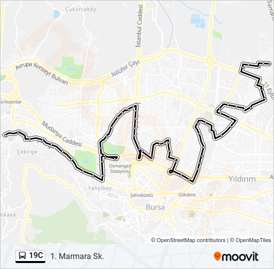 19C bus Line Map