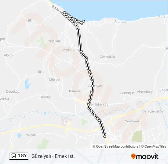 1GY Bus Line Map