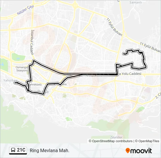 21C Bus Line Map