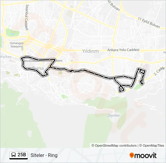 25B Bus Line Map