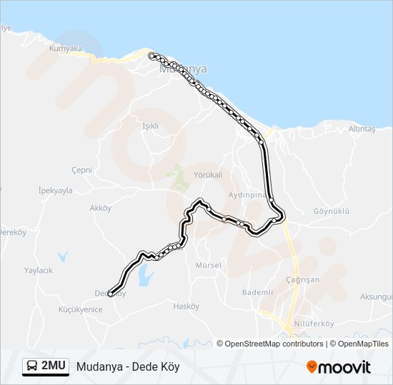 2MU otobüs Hattı Haritası