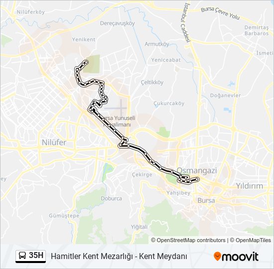 35H otobüs Hattı Haritası