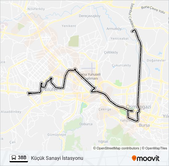 38B bus Line Map