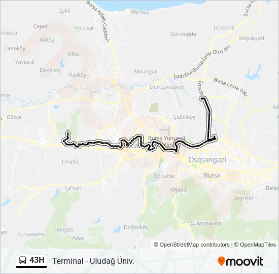 43H Bus Line Map