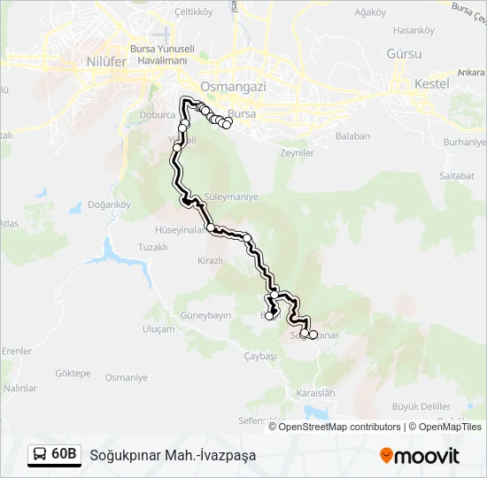 60B Bus Line Map
