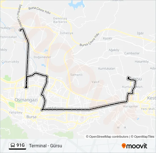 91G Bus Line Map
