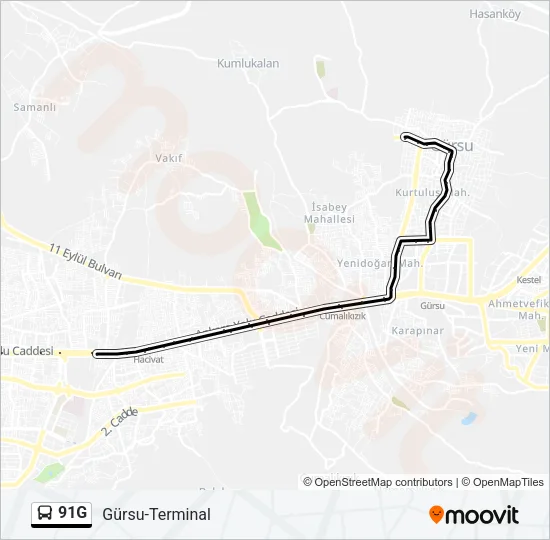 91G Bus Line Map