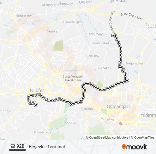 92B Bus Line Map