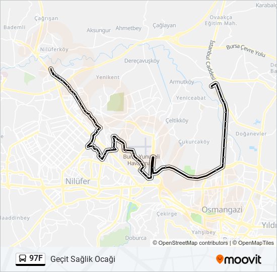 97F otobüs Hattı Haritası