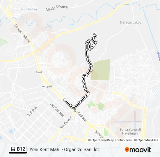 B12 Bus Line Map