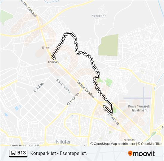 B13 Bus Line Map