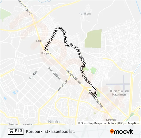 B13 Bus Line Map
