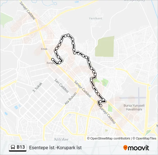 B13 Bus Line Map