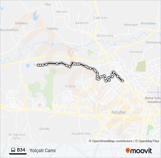 B34 bus Line Map