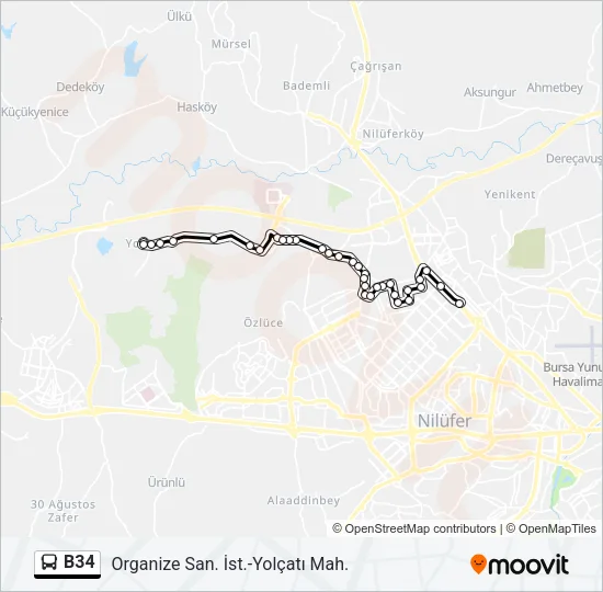 B34 Bus Line Map