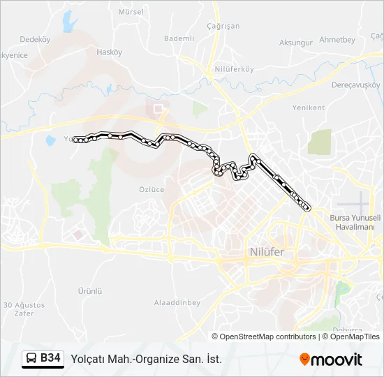 B34 Bus Line Map