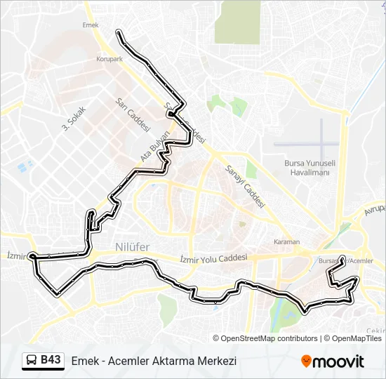 B43 Bus Line Map