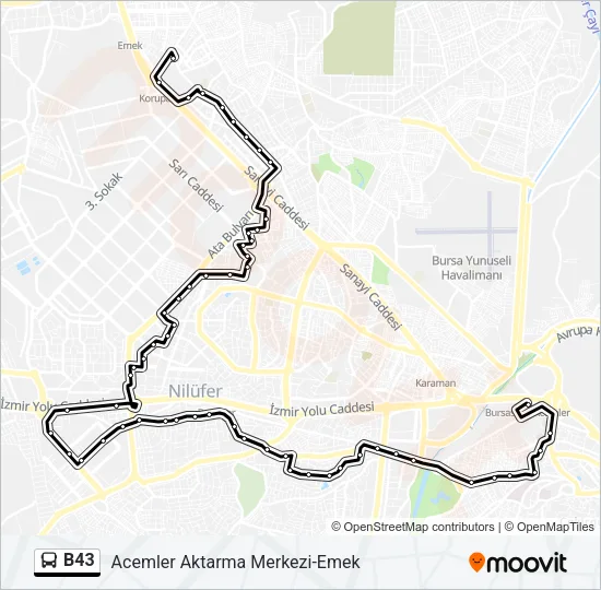 B43 Bus Line Map