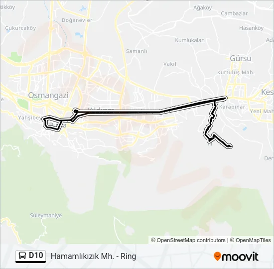D10 Bus Line Map