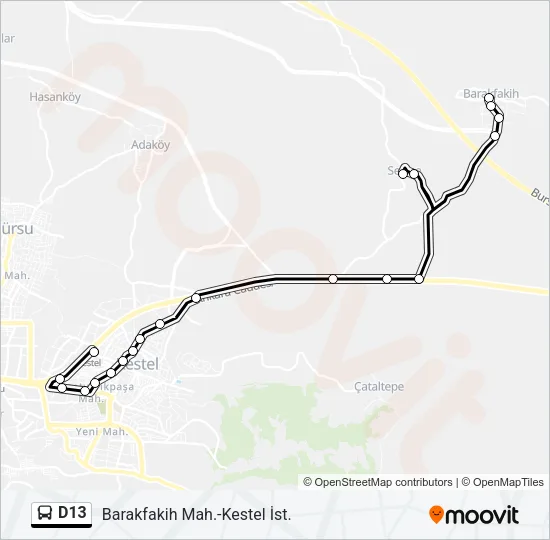 D13 Bus Line Map