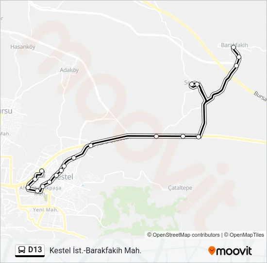 D13 Bus Line Map