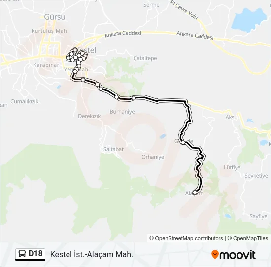 D18 Bus Line Map