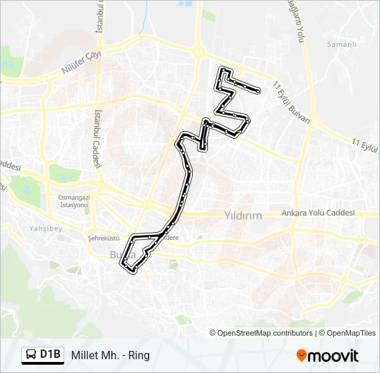 D1B Bus Line Map