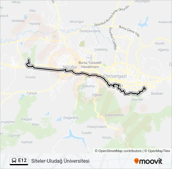 E12 Bus Line Map