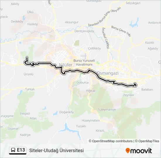 E13 Bus Line Map