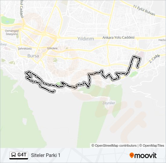 G4T otobüs Hattı Haritası