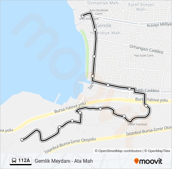 112A otobüs Hattı Haritası