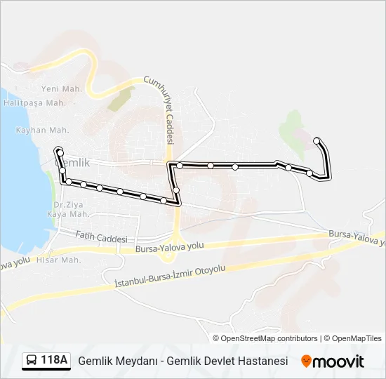 118A Bus Line Map